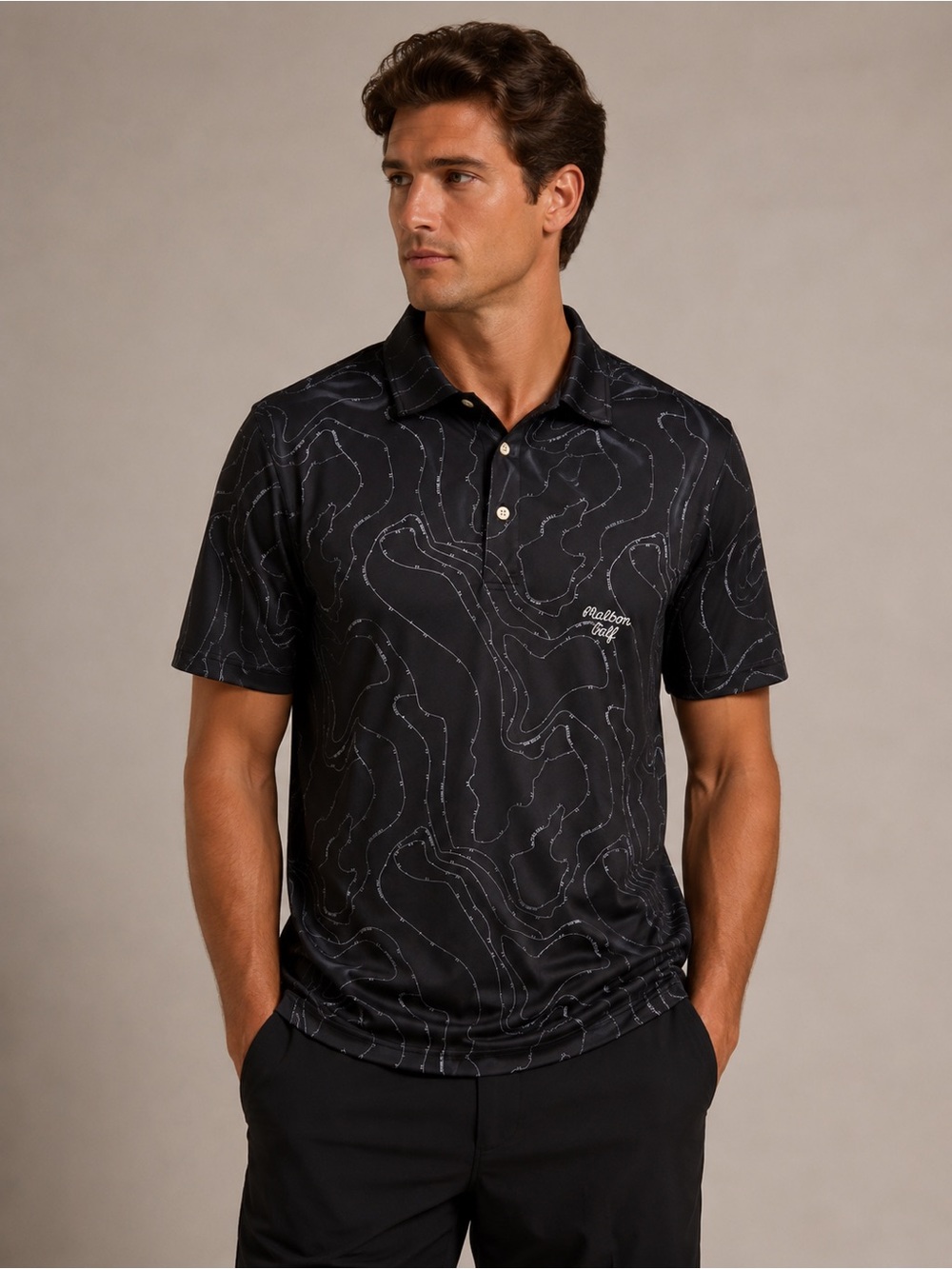 Malbon Golf contour-pattern polo shirt Sz L